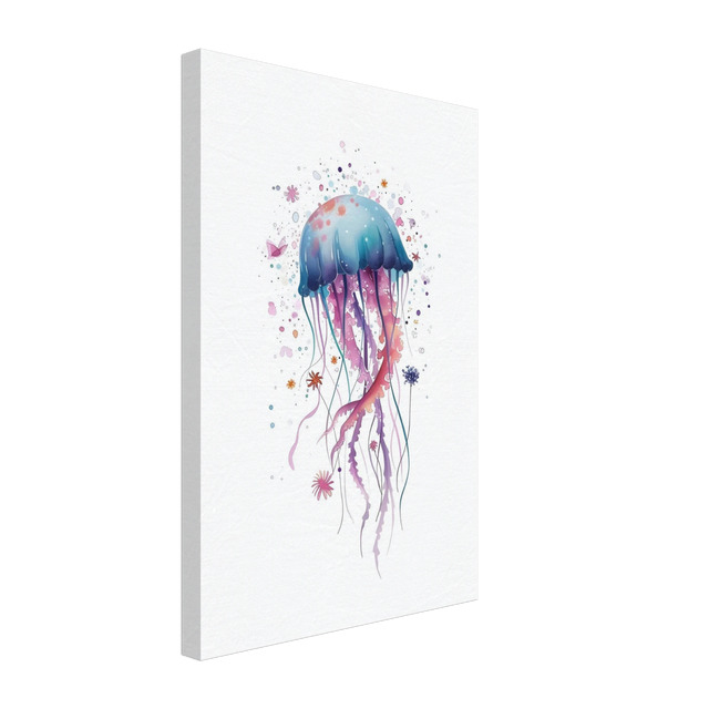 "Bloom in the Deep" – Abstract Jellyfish Wall Art Print - Canvas - 30x45 cm / 12x18″ - 