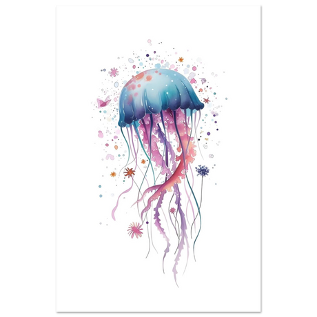 "Bloom in the Deep" – Abstract Jellyfish Wall Art Print - Fine Art Poster - 60x90 cm / 24x36″ - 