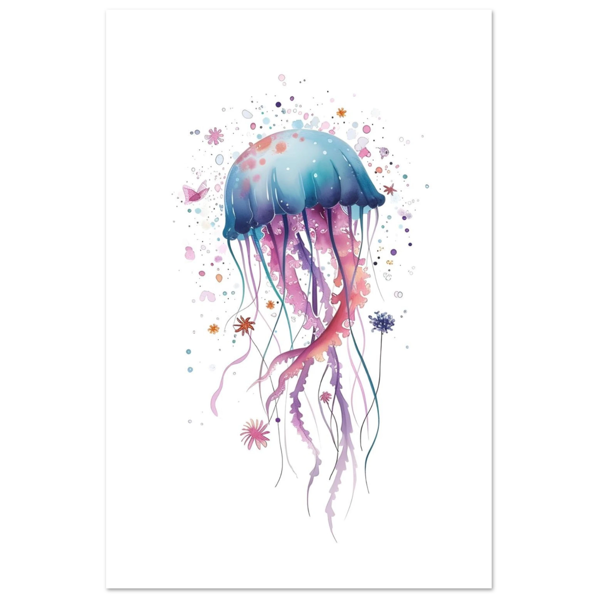 "Bloom in the Deep" – Abstract Jellyfish Wall Art Print - Fine Art Poster - 40x60 cm / 16x24″ - 
