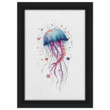 "Bloom in the Deep" – Abstract Jellyfish Wall Art Print - Framed Canvas - 20x30 cm / 8x12″ - Black frame