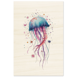 "Bloom in the Deep" – Abstract Jellyfish Wall Art Print - Wood Prints - 40x60 cm / 16x24″ - 