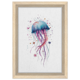 "Bloom in the Deep" – Abstract Jellyfish Wall Art Print - Framed Canvas - 20x30 cm / 8x12″ - Wood frame