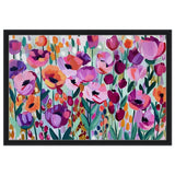 Bloom Symphony: Vibrant Floral Delight | Abstract wall art print - Framed Canvas - 50x75 cm / 20x30″ - Black frame