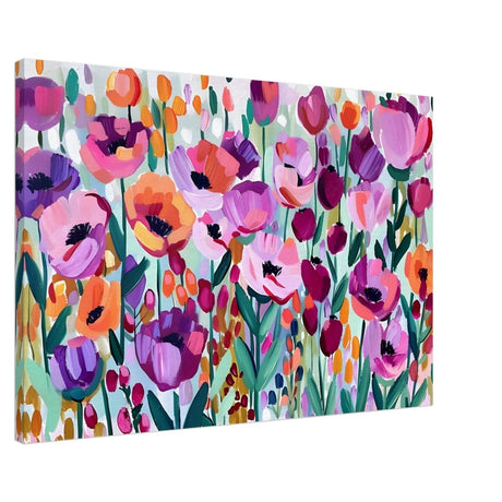 Bloom Symphony: Vibrant Floral Delight | Abstract wall art print - Canvas - 60x90 cm / 24x36″ - 