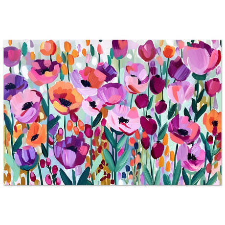 Bloom Symphony: Vibrant Floral Delight | Abstract wall art print - Aluminum Print - 60x90 cm / 24x36″ - 