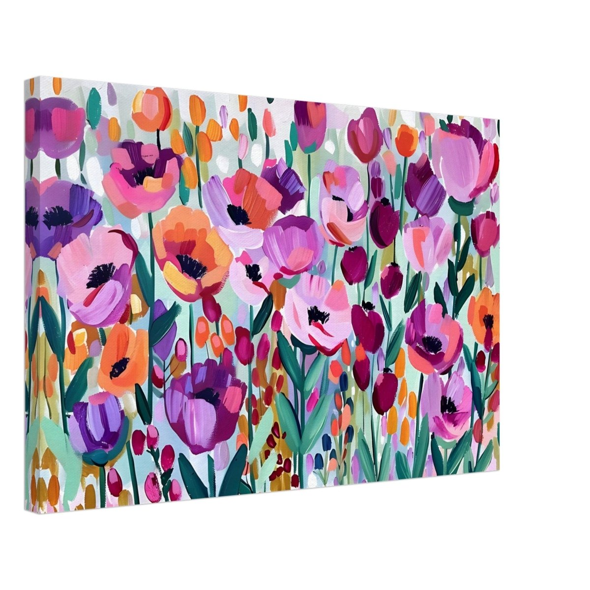 Bloom Symphony: Vibrant Floral Delight | Abstract wall art print - Canvas - 40x60 cm / 16x24″ - 