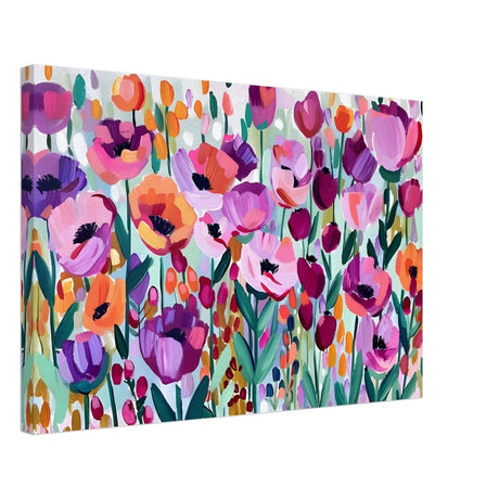 Bloom Symphony: Vibrant Floral Delight | Abstract wall art print - Canvas - 40x60 cm / 16x24″ - 