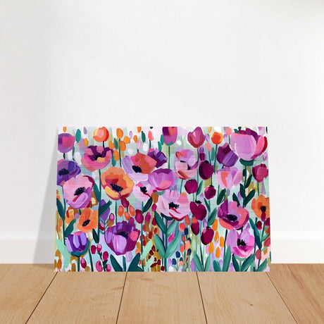 Bloom Symphony: Vibrant Floral Delight | Abstract wall art print - Brushed Aluminum Print - 40x60 cm / 16x24″ - 