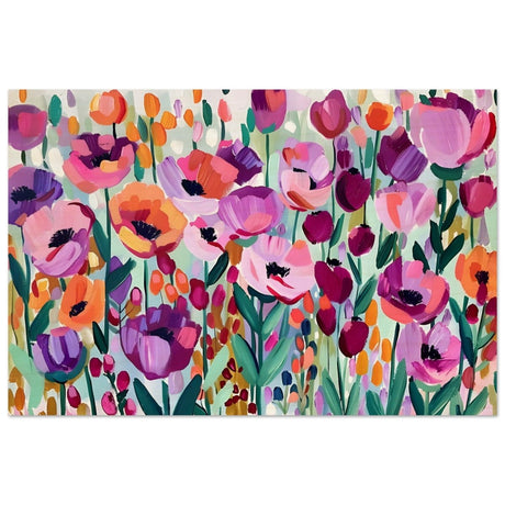 Bloom Symphony: Vibrant Floral Delight | Abstract wall art print - Wood Prints - 40x60 cm / 16x24″ - 