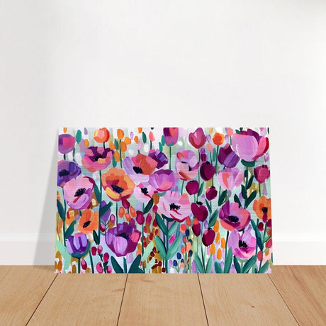 Bloom Symphony: Vibrant Floral Delight | Abstract wall art print - Brushed Aluminum Print - 60x90 cm / 24x36″ - 