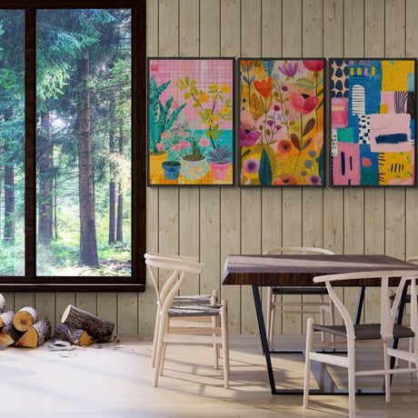 Blooming Abstract Trio - Canvas - 30X45 CM / 12X18″ - 