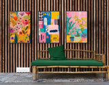 Blooming Abstract Trio - Canvas - 30X45 CM / 12X18″ - 