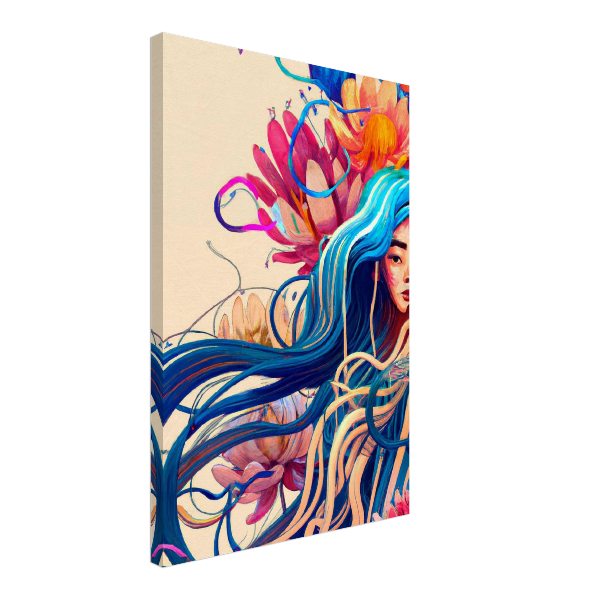 Blooming Whispers – Surreal Floral Femme Fantasy | Wall Art Print - Canvas - 40x60 cm / 16x24″ - 