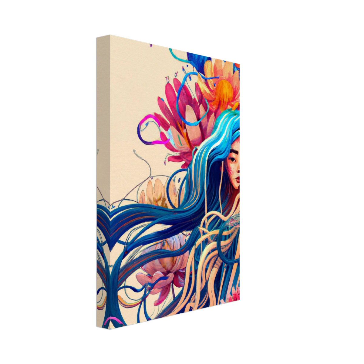 Blooming Whispers – Surreal Floral Femme Fantasy | Wall Art Print - Canvas - 20x30 cm / 8x12″ - 