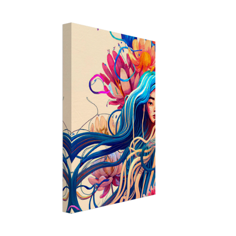 Blooming Whispers – Surreal Floral Femme Fantasy | Wall Art Print - Canvas - 20x30 cm / 8x12″ - 