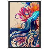 Blooming Whispers – Surreal Floral Femme Fantasy | Wall Art Print - Framed Canvas - 60x90 cm / 24x36″ - Black frame