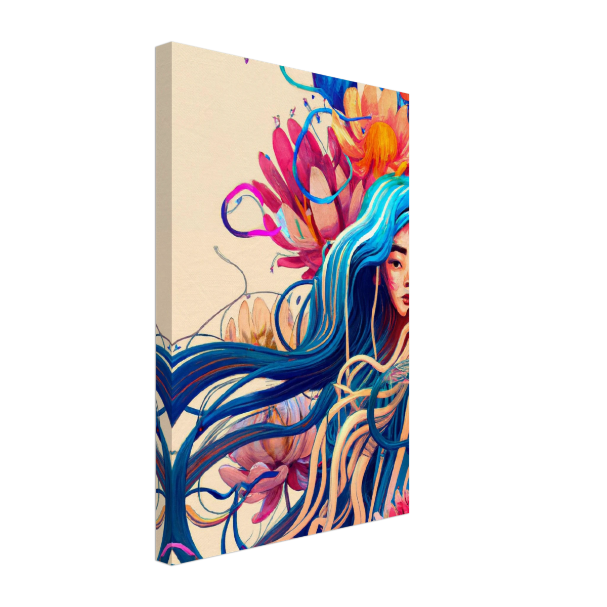 Blooming Whispers – Surreal Floral Femme Fantasy | Wall Art Print - Canvas - 30x45 cm / 12x18″ - 