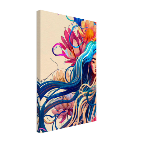 Blooming Whispers – Surreal Floral Femme Fantasy | Wall Art Print - Canvas - 30x45 cm / 12x18″ - 