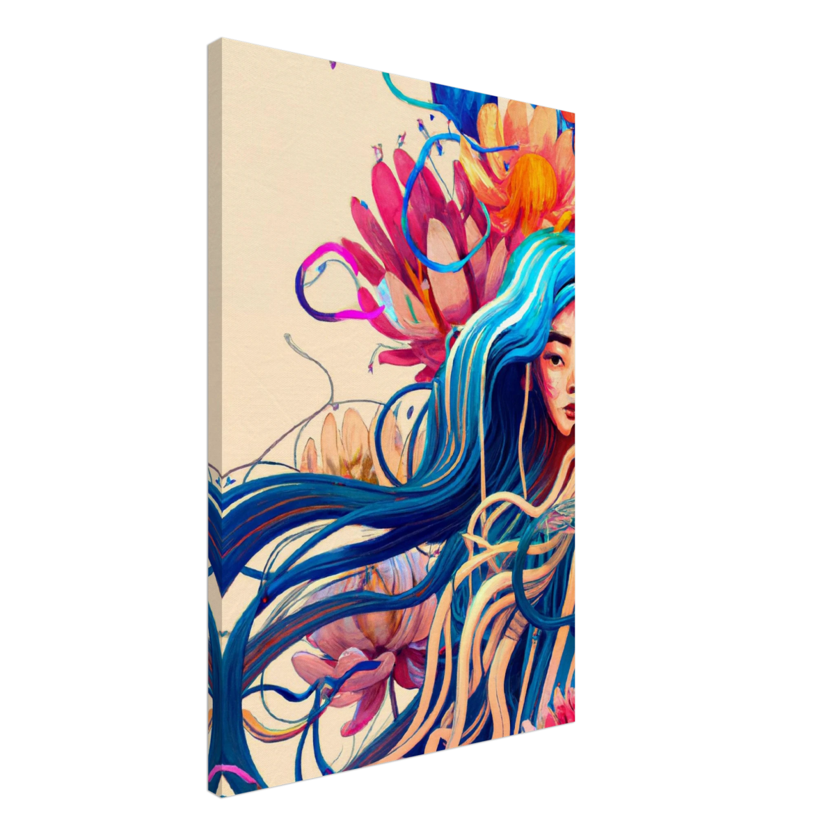 Blooming Whispers – Surreal Floral Femme Fantasy | Wall Art Print - Canvas - 50x75 cm / 20x30″ - 