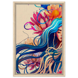 Blooming Whispers – Surreal Floral Femme Fantasy | Wall Art Print - Framed Canvas - 40x60 cm / 16x24″ - Wood frame