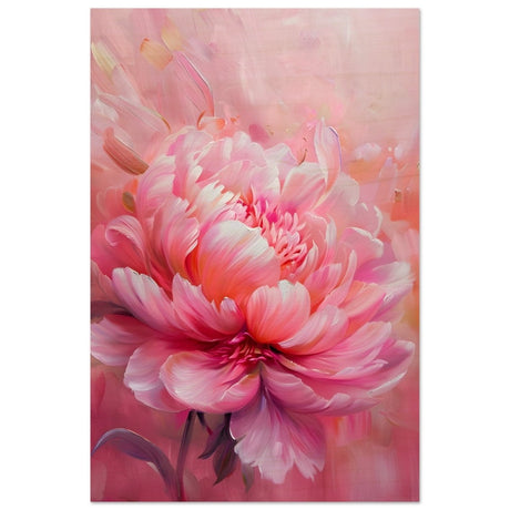 Blossom Radiance – Peony in Bloom | Modern Floral Art - 30x45 cm / 12x18″ - Wood Prints - 