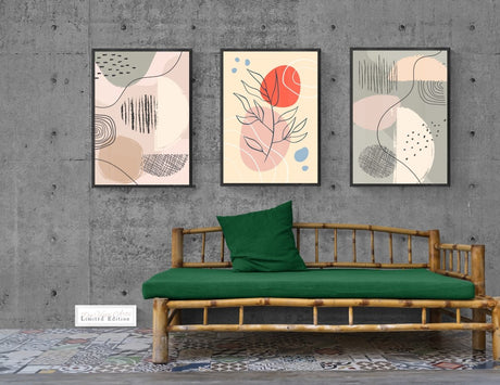 Blush & Bloom Trio - Canvas - 30X45 CM / 12X18″ - 