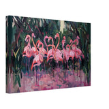 Blush Lagoon: The Flamingo Ballet | Abstract Expressionist Wildlife Art - Canvas - 30x45 cm / 12x18″ - 