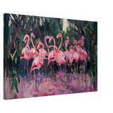 Blush Lagoon: The Flamingo Ballet | Abstract Expressionist Wildlife Art - Canvas - 60x90 cm / 24x36″ - 