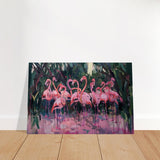 Blush Lagoon: The Flamingo Ballet | Abstract Expressionist Wildlife Art - Brushed Aluminum Print - 30x45 cm / 12x18″ - 