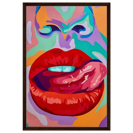 Bold Temptation | Pop Art, Abstract Expressionism Wall art Print - 60x90 cm / 24x36″ - Framed Canvas - Dark wood frame
