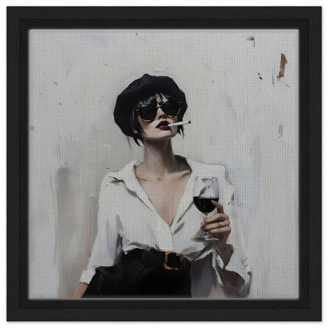 Bold & Unapologetic | Contemporary Figurative Painting Art Print - Framed Canvas - 30x30 cm / 12x12″ - Black frame