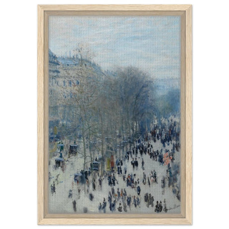Boulevard des Capucines by Claude Monet | Vintage Wall art Print - Framed Canvas - 30x45 cm / 12x18″ - Wood frame