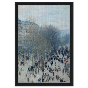 Boulevard des Capucines by Claude Monet | Vintage Wall art Print - Framed Canvas - 40x60 cm / 16x24″ - Black frame