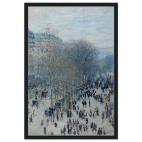 Boulevard des Capucines by Claude Monet | Vintage Wall art Print - Framed Canvas - 60x90 cm / 24x36″ - Black frame
