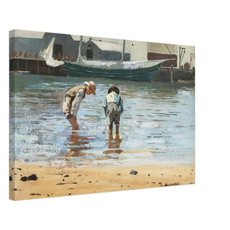 Boys Wading by Winslow Homer | Realism Wall art - Canvas - 50x75 cm / 20x30″ - Thick