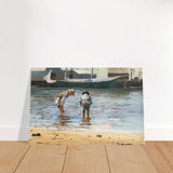 Boys Wading by Winslow Homer | Realism Wall art - Brushed Aluminum Print - 30x45 cm / 12x18″ - 