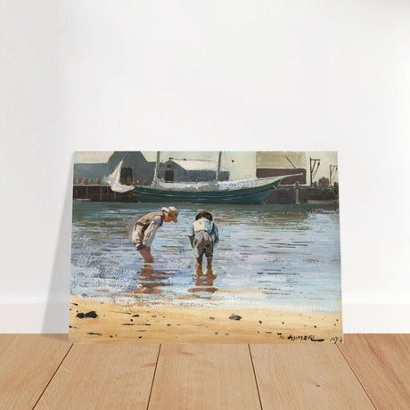 Boys Wading by Winslow Homer | Realism Wall art - Brushed Aluminum Print - 70x100 cm / 28x40″ - 