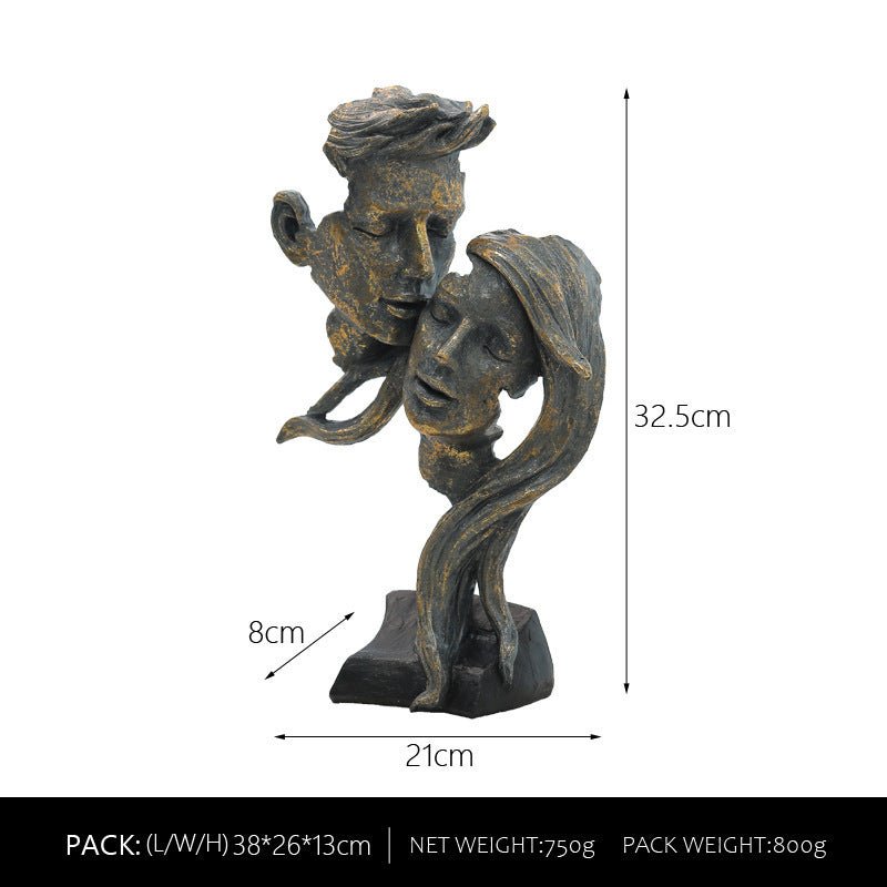 Bronze Kiss Resin Couple Sculpture – Romantic Desktop Art Décor - Bronze Kiss - 