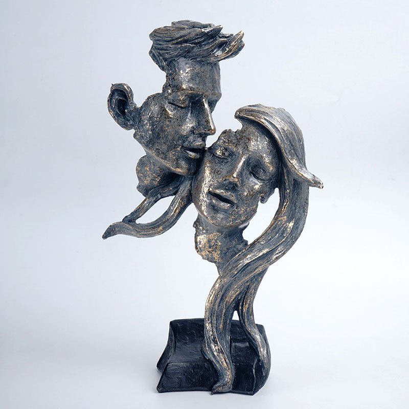 Bronze Kiss Resin Couple Sculpture – Romantic Desktop Art Décor - Bronze Kiss - 