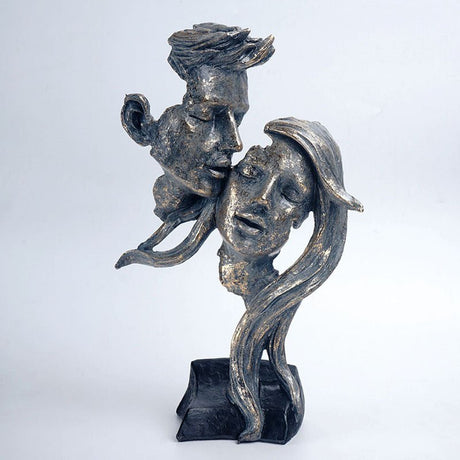 Bronze Kiss Resin Couple Sculpture – Romantic Desktop Art Décor - Bronze Kiss - 