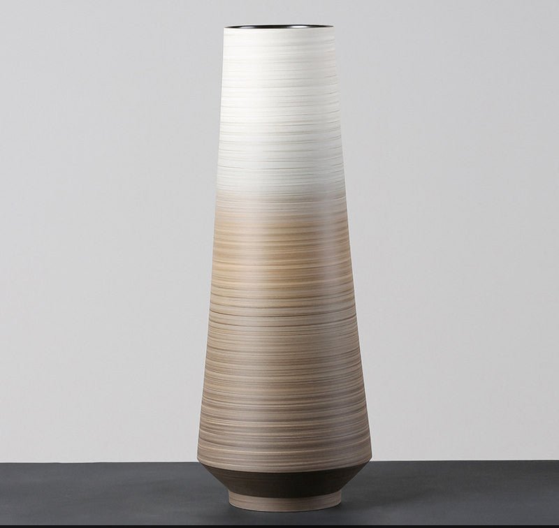 Brown Gradient Ceramic Vase – Modern Painted Pottery Home Décor Ornaments - Tall - 