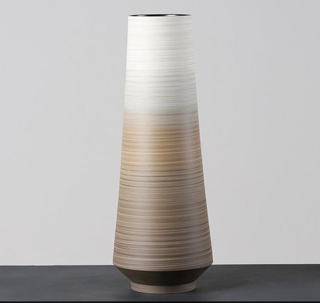 Brown Gradient Ceramic Vase – Modern Painted Pottery Home Décor Ornaments - Tall - 