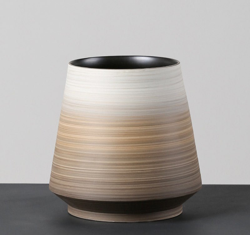 Brown Gradient Ceramic Vase – Modern Painted Pottery Home Décor Ornaments - Slim Medium - 