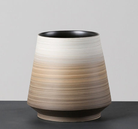 Brown Gradient Ceramic Vase – Modern Painted Pottery Home Décor Ornaments - Slim Medium - 