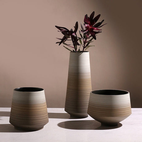 Brown Gradient Ceramic Vase – Modern Painted Pottery Home Décor Ornaments - Medium - 