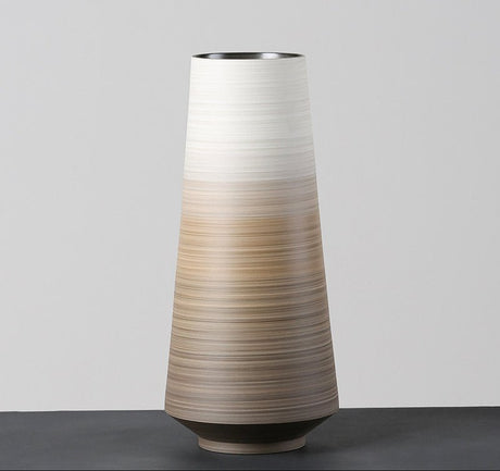 Brown Gradient Ceramic Vase – Modern Painted Pottery Home Décor Ornaments - Slim Tall - 