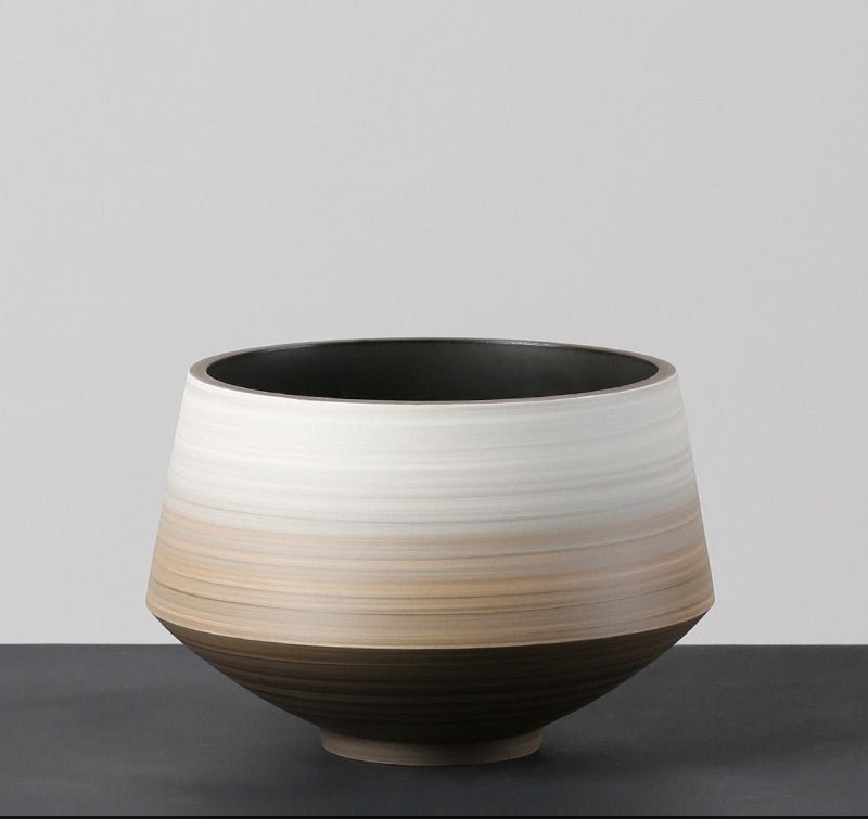 Brown Gradient Ceramic Vase – Modern Painted Pottery Home Décor Ornaments - Small - 
