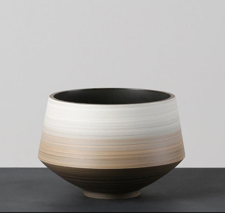Brown Gradient Ceramic Vase – Modern Painted Pottery Home Décor Ornaments - Small - 