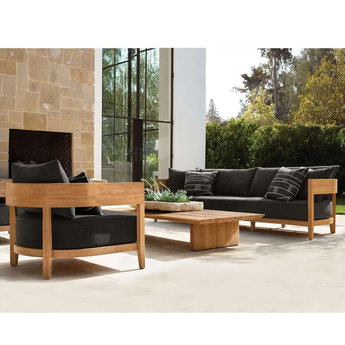 Bruce Outdoor Sofa - Black - Four - Seater - 