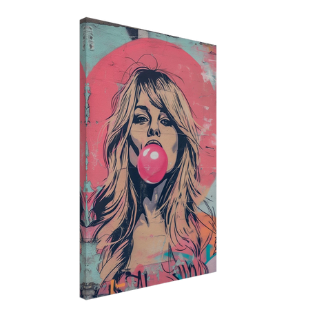 "Bubblegum Bardot" – Urban Pop Art Wall Print - Canvas - 40x60 cm / 16x24″ - 